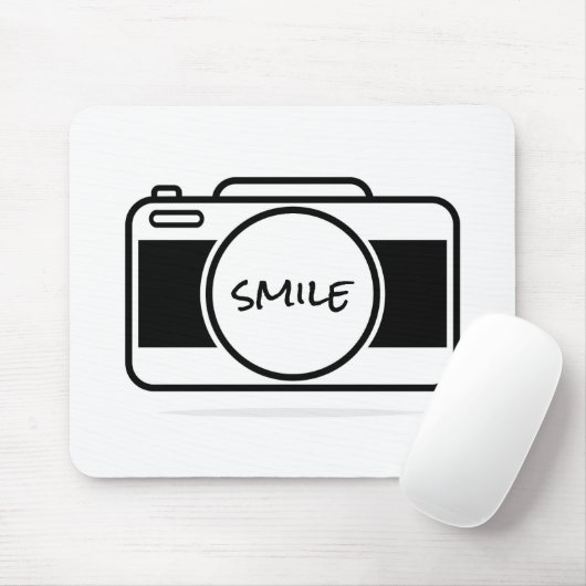 Tapis De Souris Caméra avec texte sourire (Avec souris)