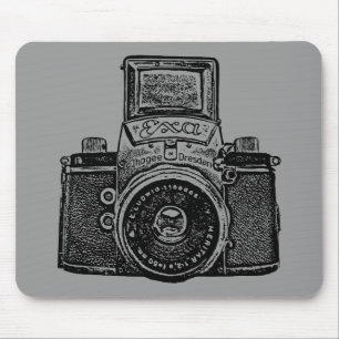 Tapis De Souris Caméra géante est-allemande - noir et gris