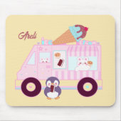 Tapis De Souris Camion De Crème De Glace De Lapin Bleu Et Rose (Devant)