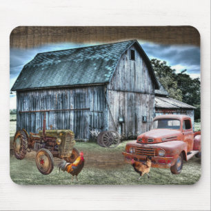 Tapis De Souris Camion de ferme de haricot à coq rustique