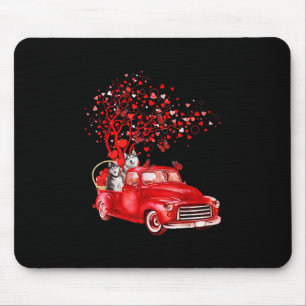 Tapis De Souris Camion rouge husky Valentine Butterfly Heart