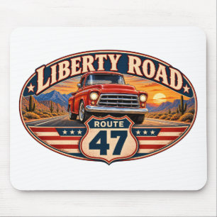 Tapis de souris camionnette rouge Liberty Road Rou