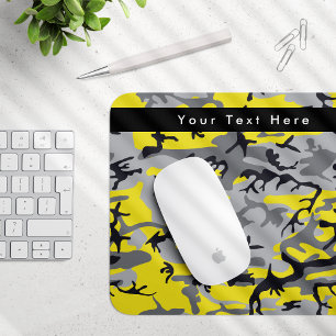 Tapis De Souris Camo jaune et gris, Camouflage, Militaire, Armée