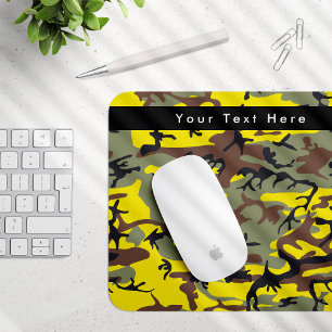 Tapis De Souris Camo jaune et marron, Camouflage, Militaire, Armée