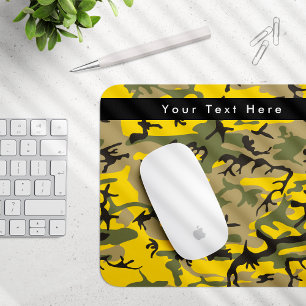 Tapis De Souris Camo jaune et vert, Camouflage, Militaire, Armée