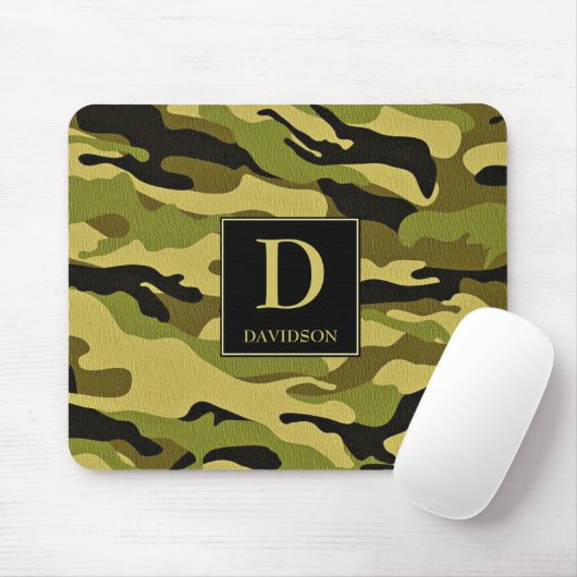 Tapis De Souris Camo Mousepad avec Camouflage Monogramme initial (Avec souris)