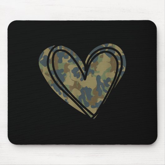 Tapis De Souris Camo Print Heart Valentines Day  (Devant)