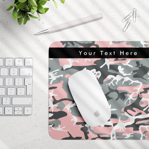 Tapis De Souris Camo rose et gris, Camouflage, Militaire, Armée