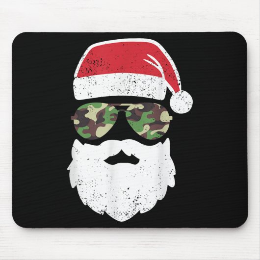 Tapis De Souris Camo Santa Claus Sungles Funny Camo Camo de Noël C (Devant)