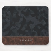 Tapis De Souris Camouflage gris ardoise foncée Motif et cuir (Devant)