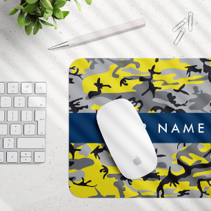 Tapis De Souris Camouflage jaune et gris Votre nom Personnalisez