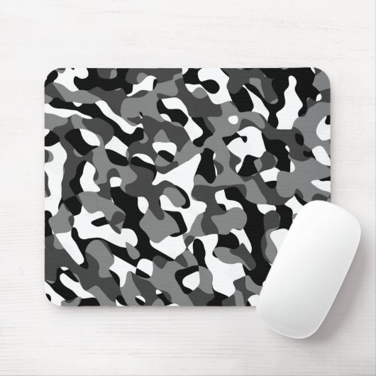Tapis De Souris Camouflage noir et blanc Motif (Avec souris)