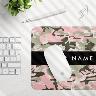 Tapis De Souris Camouflage Rose et Vert Personnalisez Votre nom