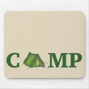 Tapis De Souris CAMP Camping vert tente extérieure Randonnée d'été