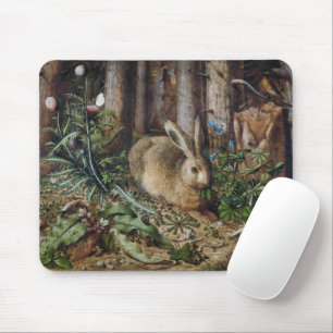 Tapis De Souris Campagne vintage lièvre Nature Cottagecore sombre