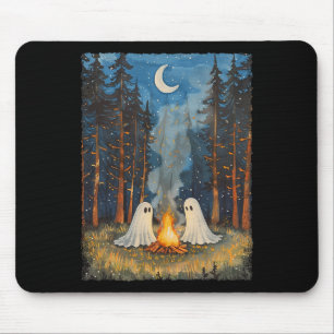 Tapis De Souris Campement fantôme vintage amateur de camping en fo
