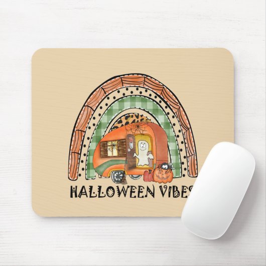 Tapis De Souris Camper/remorque Rainbow Halloween Vibes (Avec souris)