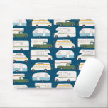 Tapis De Souris Camper Trailer vintage RV Motorhome Vanlife Blue<br><div class="desc">Découvrez cette impressionnante illustration motif de remorques de camping-cars vintages RV et van ! Customisez-le en ajoutant votre propre texte. Consultez mon magasin pour en savoir plus ! Si vous l'achetez,  merci ! N'oubliez pas de partager une photo sur Instagram de celle-ci en action et de m'étiqueter @shoshannahscribbles :)</div>