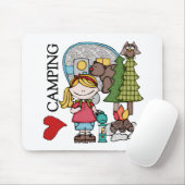 Tapis De Souris Camping d'amour de la fille I de cheveux blonds (Avec souris)