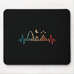 Tapis De Souris Camping Rétro Battement de Coeur Nature Campeur Ra