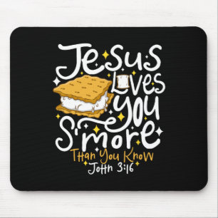 Tapis De Souris Camping Smore Jésus t'aime Jean Verset de la Bible
