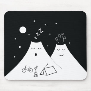 Tapis De Souris Camping sur un volcan endormi