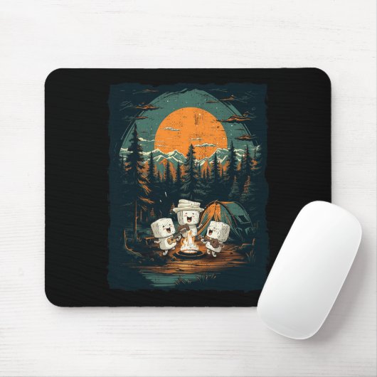 Tapis De Souris Camping Vibes Automne Rétro Automne Femmes Hommes  (Avec souris)