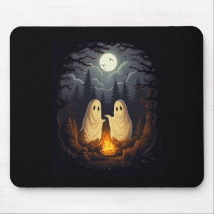 Tapis De Souris Camping vintage Feu de Campagne Gothique Halloween