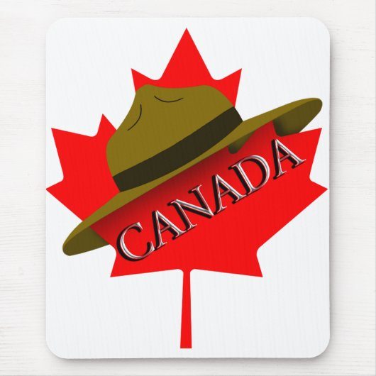Tapis De Souris Canadian Mountie Hat on Red Maple Leaf (Devant)