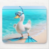 Tapis De Souris Canard Blanc Avec Palmes Sur La Plage (Devant)