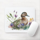 Tapis De Souris Canard D'Aquarelle En Fleurs (Avec souris)