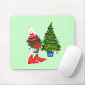 Tapis De Souris Canard de Noël blanc mignon portant une couronne (Avec souris)