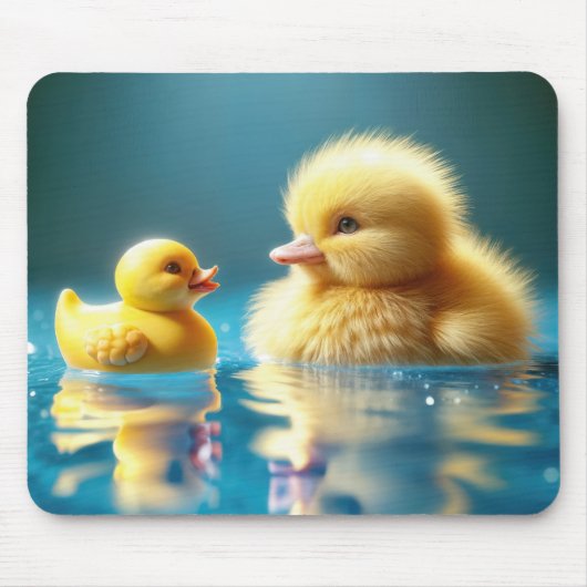 Tapis De Souris Canard jaune avec canard en caoutchouc de jouet (Devant)