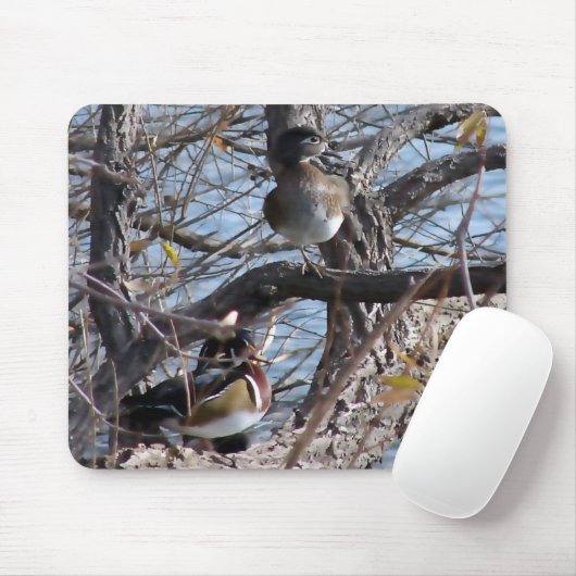Tapis De Souris Canards en bois dans un arbre (Avec souris)