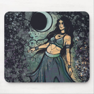 Tapis De Souris Cancer Zodiac Lune Enfant Déesse Danseur du ventre