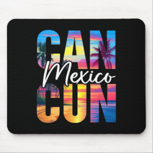 Tapis De Souris Cancun Mexique Palmier Coucher de soleil Plage Été