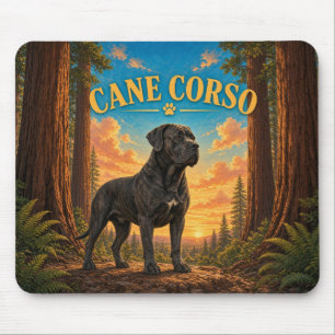 Tapis De Souris Cane Corso, Redwood Grove Aquarelle Chien Vintage