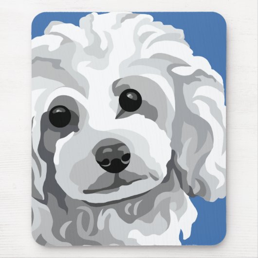 Tapis De Souris Caniche Blanc (Devant)