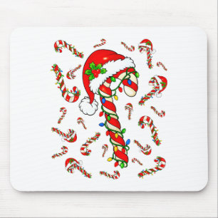 Tapis De Souris Canne de bonbon rouge et blanc Santa Noël Xmas Lum