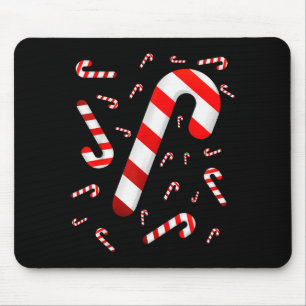 Tapis De Souris Canne de bonbons joyeuse et lumineuse rouge et bla