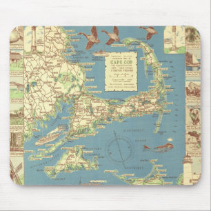 Tapis De Souris Cape Cod vintage Map (1940)