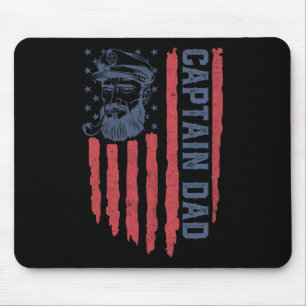 Tapis De Souris Capitaine Papa Drapeau Américain Drôle Ponton Bate