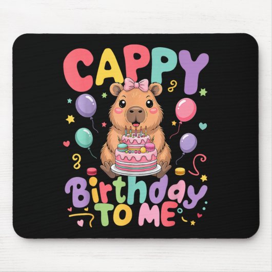Tapis De Souris Cappy Birthday To Me Cute Capy Capybara Birthday G (Devant)