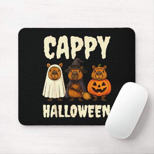 Tapis De Souris Cappy Halloween Funny Capybara Ghost Witch Pumpkin (Avec souris)
