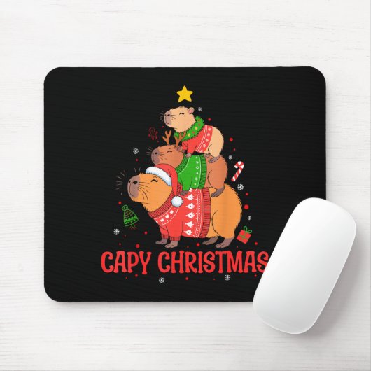 Tapis De Souris Cappy Holidays Capybara Christmas Cute Capy Xmas T (Avec souris)