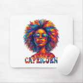 Tapis De Souris Capricorn Queen Afro Art Africain Américaine Femme (Avec souris)