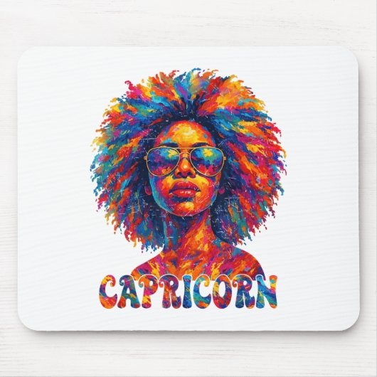 Tapis De Souris Capricorn Queen Afro Art Africain Américaine Femme (Devant)