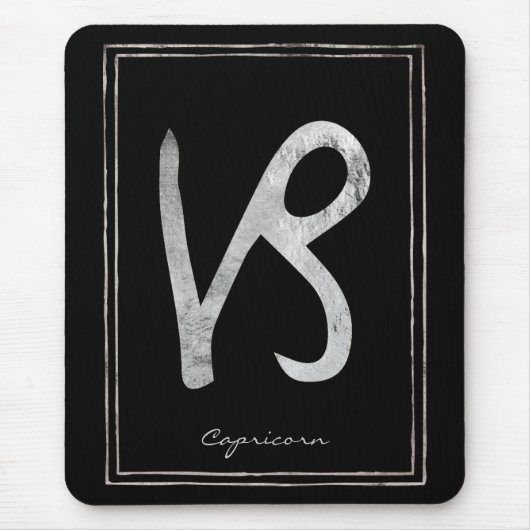 Tapis De Souris Capricorne martelé argent astrologie zodiac étoile (Devant)