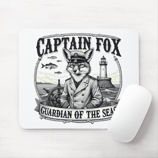 Tapis De Souris Captain Fox Guardian of Seas Nautical Design (Avec souris)