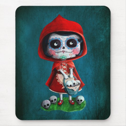 Tapis De Souris Capuchon de rouge de Dia de los Muertos Little (Devant)